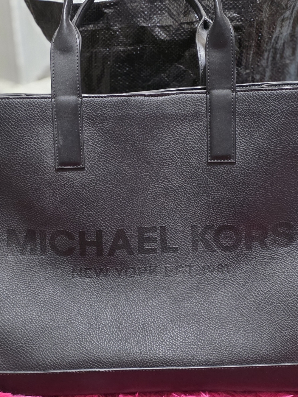 Michael Kors Black Pebbled Leather Briefcase Tote